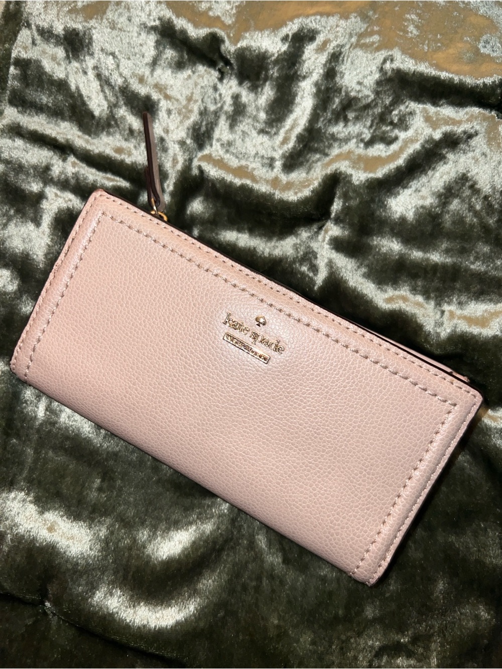 kate spade Pale Pink Pebbled Leather Zip-Around Wallet